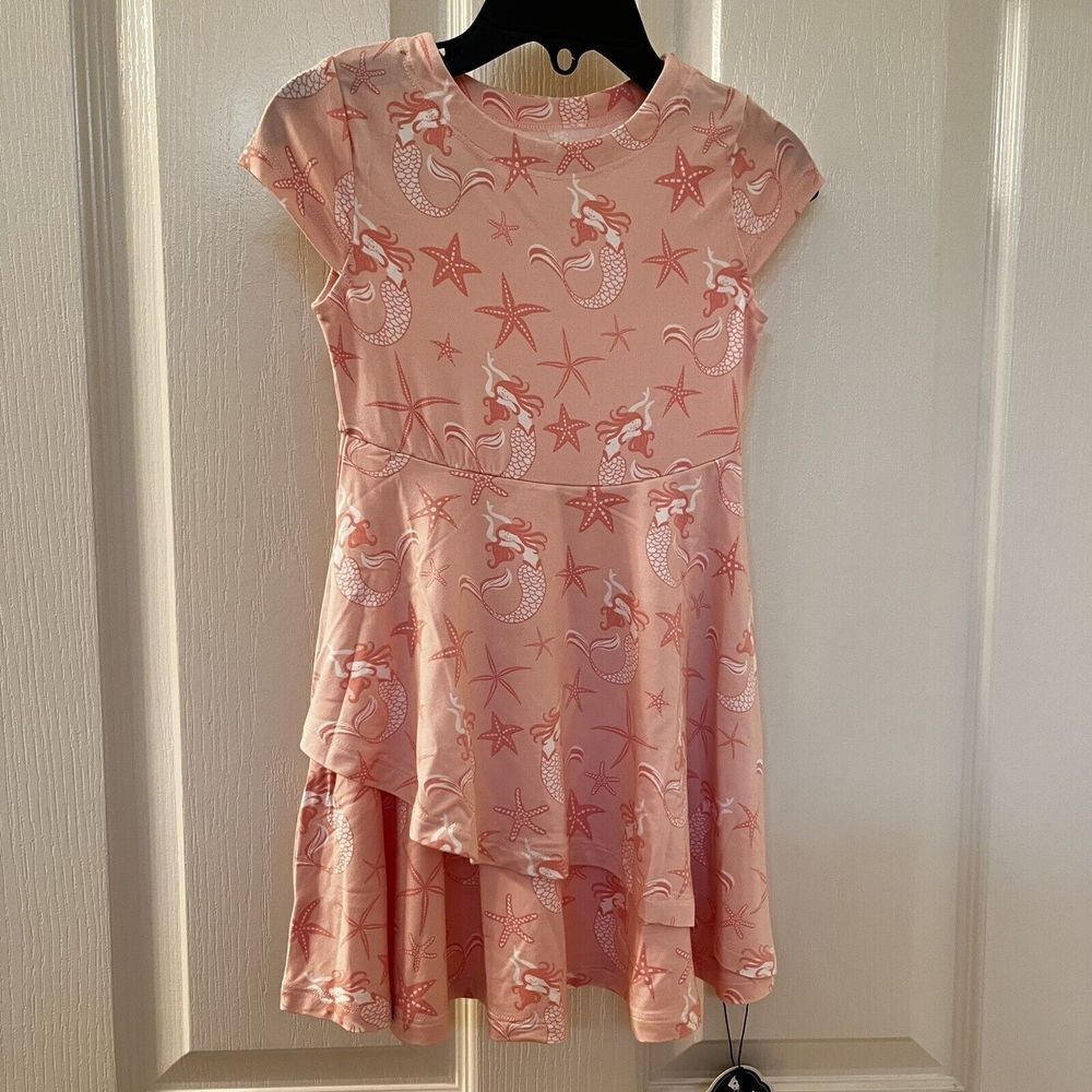Sweet Bamboo Pink Emma's Tulip Mermaid Starfish Dress Girls Size 2 years NWT